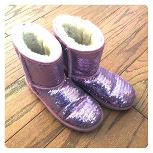 Girly pink sequin Ugg boots in perfect shape